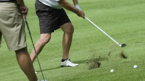 Golfer Hitting Making Divot in Slow Motion Stock-Footage 231249405