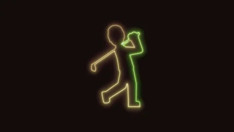 Golfer Icon Neon Seamless Loop 4K (Black Background) Stock Footage 310358101