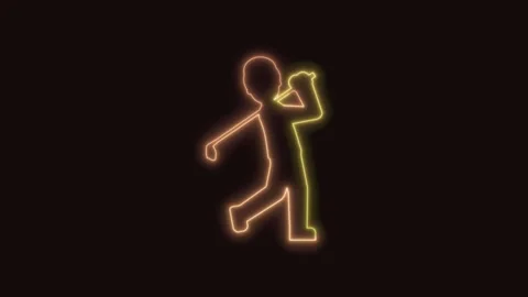 Golfer Icon Neon Seamless Loop with Black Background 4K Vídeos de archivo 311430583