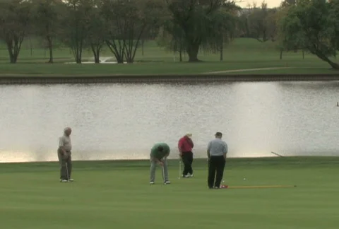 Golfer Making Putt Stock Footage 283761