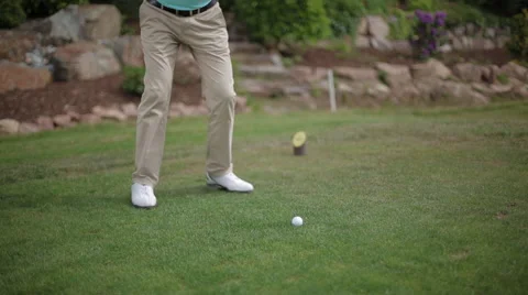 Golfer Performs A Golf Shot. Fair Way. Golf Tee. Stock Footage 44125450