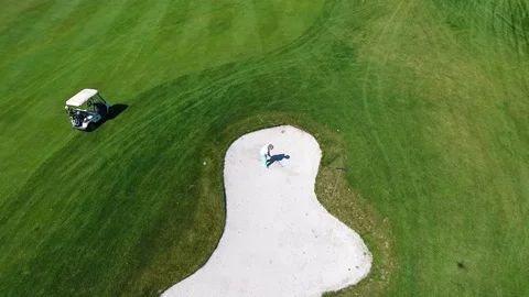 Golfer player - Aerial view Stock Footage 79569015
