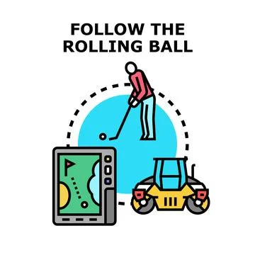 Golfer playing course, tracking ball path Stock Illustration