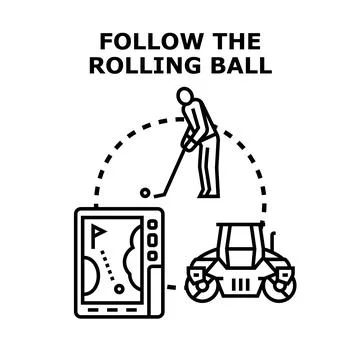 Golfer playing course, tracking ball path Stock Illustration
