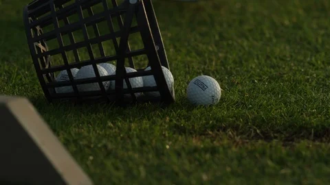 Golfer Practicing at the Driving Range Stock Footage 108493264