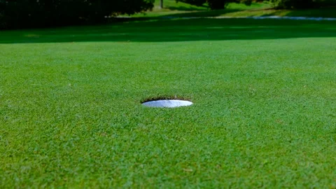 Golfer Practicing on Putting Green and Putting the Golf Balls to the Hole Stock Footage 191952107