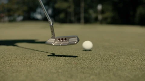 Golfer is putting the ball inside the hole Stock Footage 220293099
