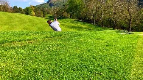 Golfer in Sand Trap Stock Footage 111309433