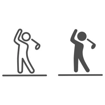 Golfer silhouette line and solid icon, golf concept, Man swinging golf sign on Stockillustratie