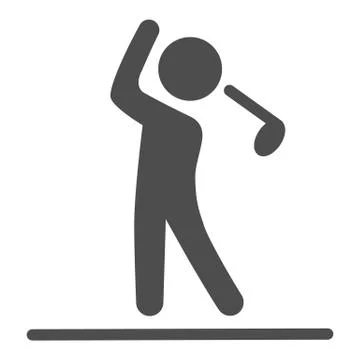Golfer silhouette solid icon, golf concept, Man swinging golf sign on white イラスト素材
