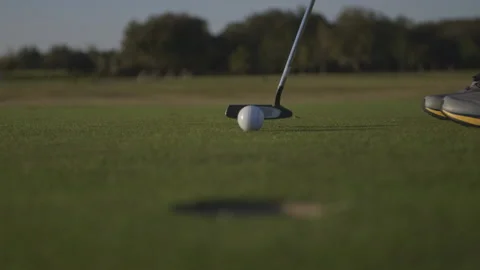 Golfer Sinks Putt in to the Hole Stock Footage 141081985