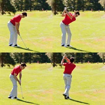 Golfer swing sequence Stock Photos