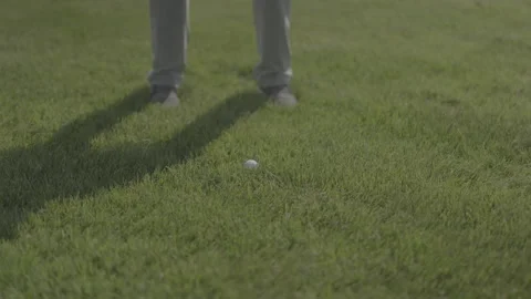 Golfer swinging from the rough Video stock 241938189