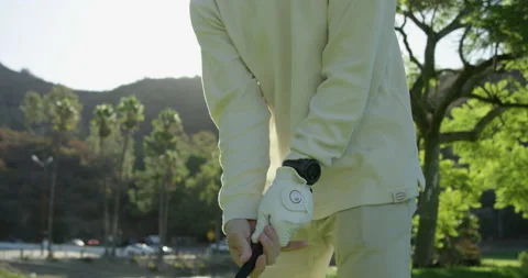 Golfer Takes Swing Stock Footage 192349246