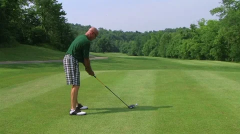 Golfer Teeing Off With Driver 03 Stock Footage 8632677