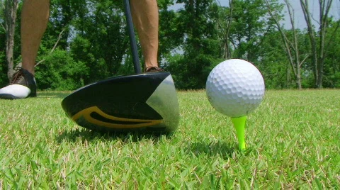 Golfer Teeing Off With Driver Stock Footage 629318