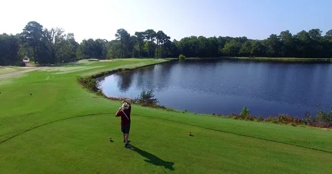 Golfer Teeing Off Stock Footage 79212348