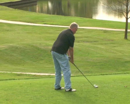 Golfer Tees Off 1 Stock Footage 283297