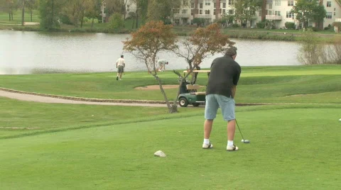 Golfer Tees Off 2 Video stock 279539