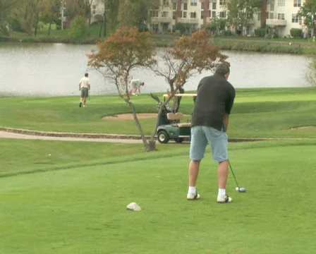 Golfer Tees Off 2 Stock Footage 283301