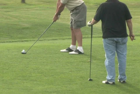 Golfer Tees Off 3 Stock Footage 283768
