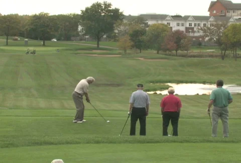 Golfer Tees Off 4 Stock Footage 283771