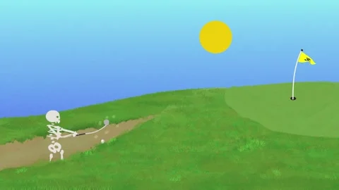 The Golfer who couldn't escape the Bunker - Funny Halloween Day and Night Loop Vídeo Stock 346545658