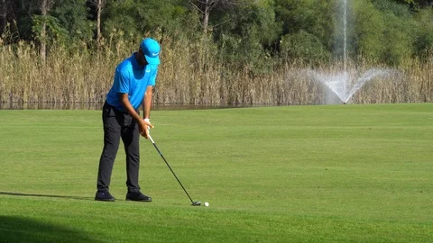Golfer on a world class golf course Stock Footage 122568764