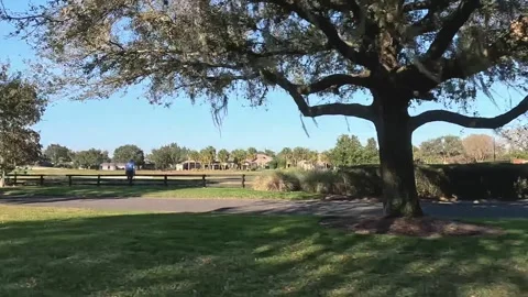 Golfers and carts moving along course at The Villages Florida Vídeos de archivo 331400758