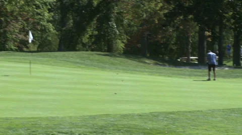 Golfers on the green (2 of 7) Stock Footage 32032948