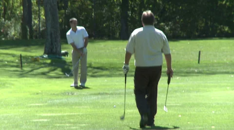 Golfers on the green (3 of 7) Stock Footage 32033090