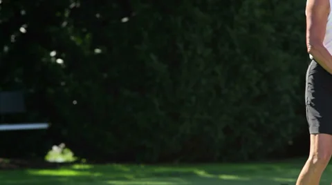 Golfers meet at the golf course and greet each other Stock Footage 33897488