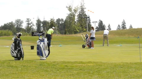 Golfers warm up before the game Stock-Footage 40465686