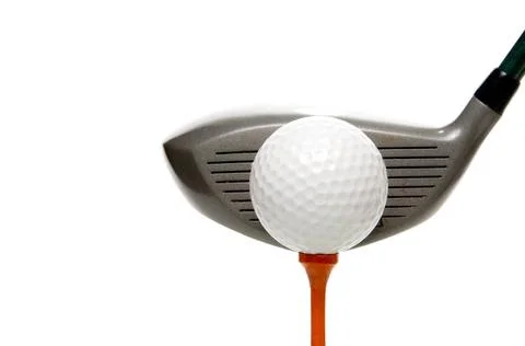 Golfing A driver just before it hits a golf ball. (License=RF) 2434600 Cop... Stock-Fotos