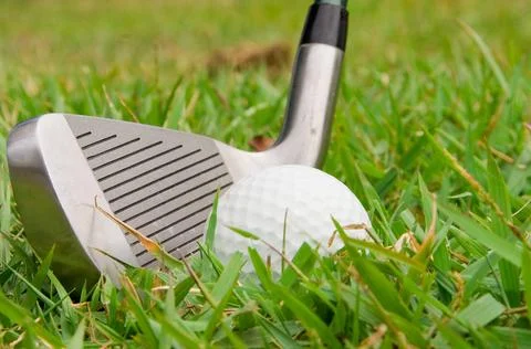 Golfing A driver just before it hits a golf ball. (License=RF) 2443929 Cop... 스톡 사진
