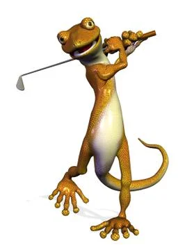Golfing Gecko Stock Illustration