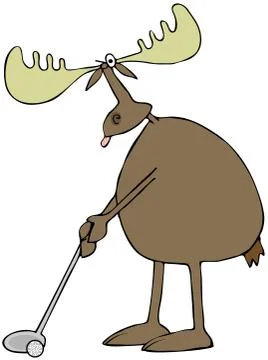 Golfing moose Stock Illustration