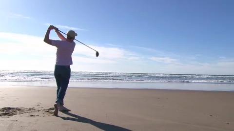 Golfing at the Ocean 1 Video stock 48143366