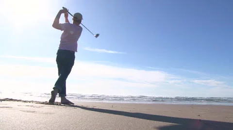 Golfing at the Ocean 2 Handheld Stock-Footage 48143507