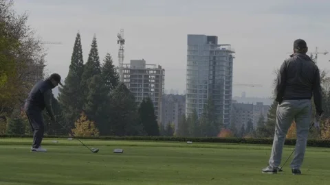 Golfing. Players hitting ball (variant) Vídeos de archivo 142608019