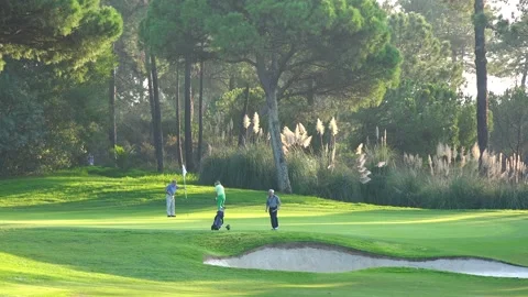 Golfing in Quinta do Lago Golf Course, Algarve, Portugal Stock Footage 149644990