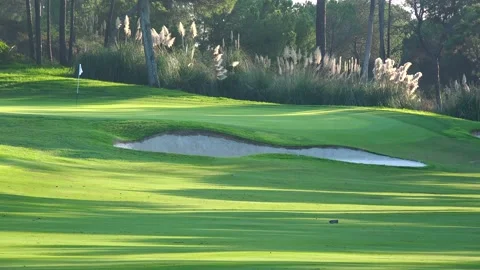 Golfing in Quinta do Lago Golf Course, Algarve, Portugal Stock Footage 149843565