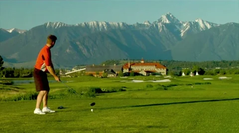 Golfing in the Rocky Mountains. Stock Footage 53152663