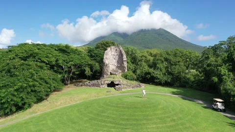 Golfing in St. Kits &amp; Nevis Four Seasons Stock Footage 202289372