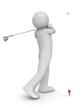 Golfman's stroke (3d isolated characters sports series) Stock Illustration