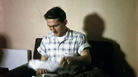 GOLLY! Man Gets NEW UNDERWEAR for Christmas 1950s Vintage Film Home Movie 4590 Stock Footage