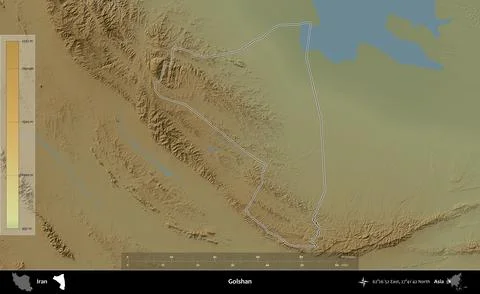 Golshan outlined, Iran. Physical Stock Illustration