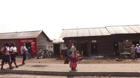 Goma, City, Street life, Democratic Republic of Congo Stock Footage 83434515