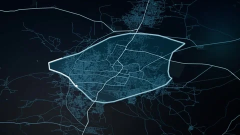Gombe Nigeria Glowing Digital Map Animation 4K Stock Footage 340063075