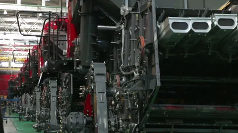 Gomel, Belarus, May 5, 2015: Manufacture of combines. grain-harvesting combine Stock Footage 60126401